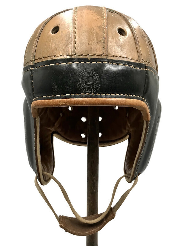Spalding Model ZH Leather Football Helmet Patented 1925