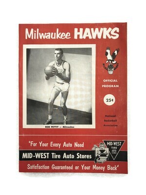 1954 Milwaukee Hawks Basketball Program - Bob Pettit