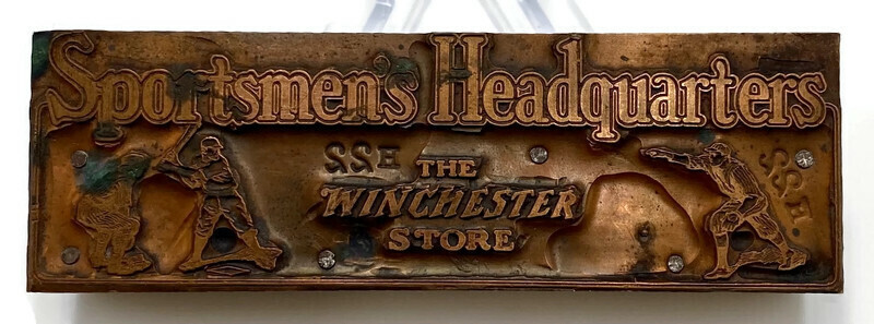 1920’s Winchester Baseball Printing Die, shows action scene