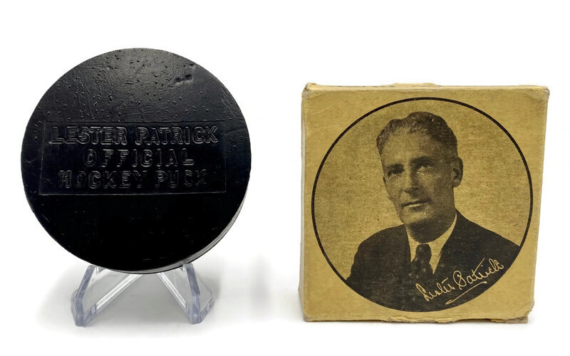 Extremely Rare Lester Patrick Endorsed Hockey Puck in Original Picture Box Extremely Rare Lester Patrick Endorsed Hockey Puck in Original Picture Box