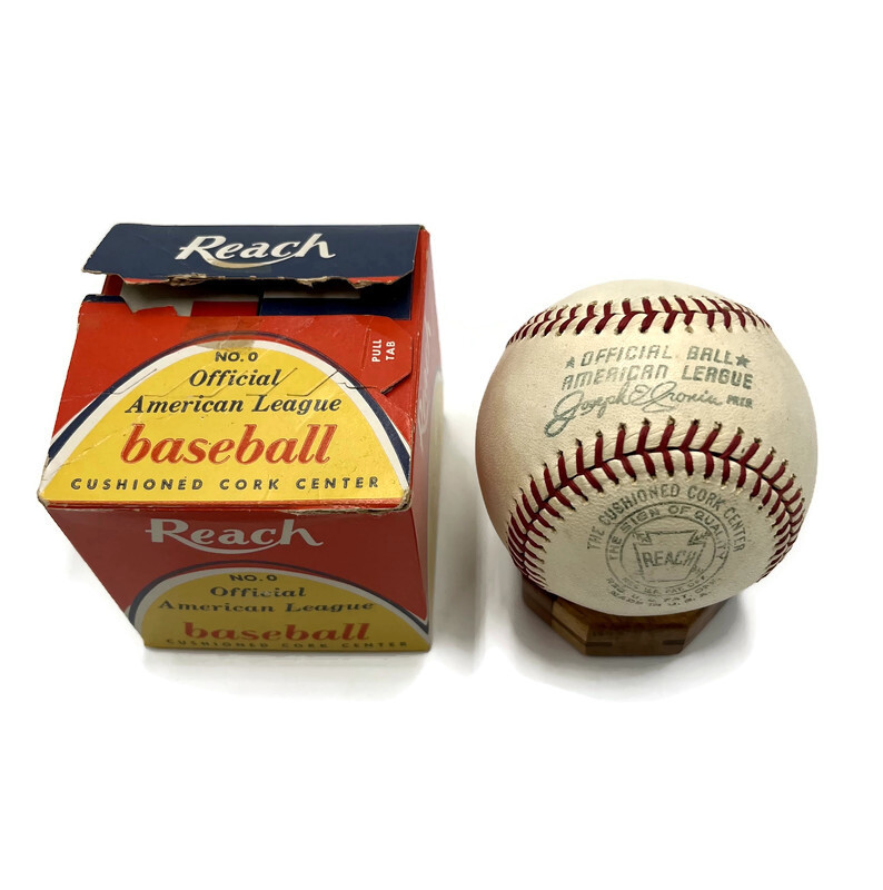 1950’s Reach Official American League Baseball in Box, President Joe Cronin