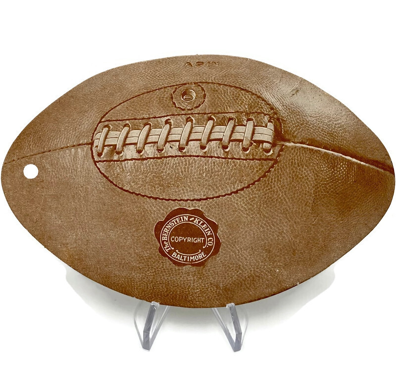 Unusually Huge 7” 1920’s Football Advertising Hang Tag for Berstein &amp; Klein