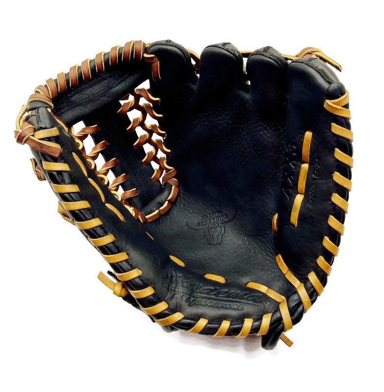 Vintage Baseball Glove, Black Leather, made by Akadema, Mint w/ Original Packaging