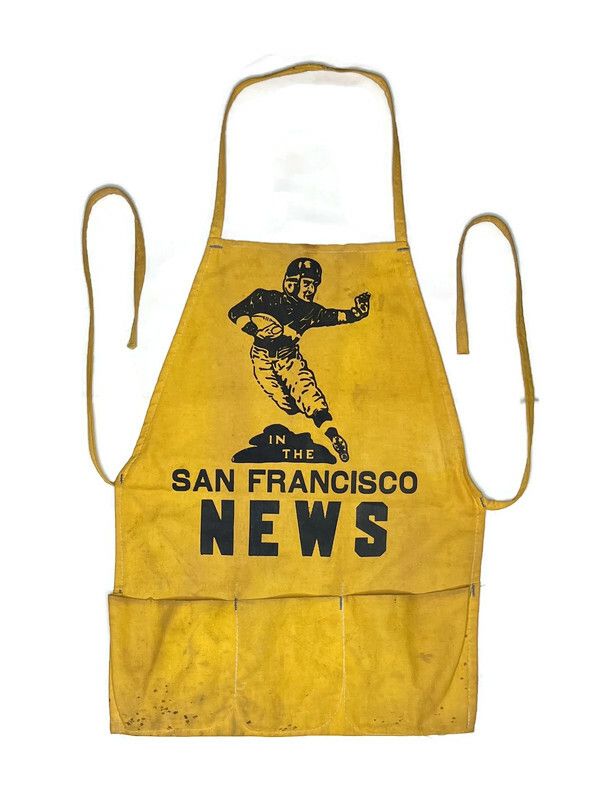 1930’s Newspaper Boy Apron with Vintage Football Graphics – San Francisco News