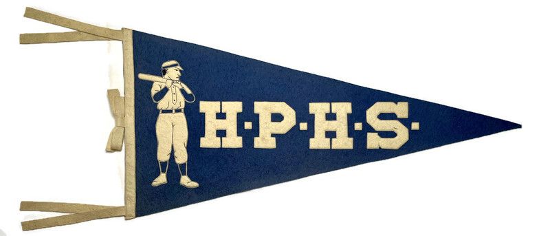1910’s Oversized Vintage Baseball Pennant with Sewn on Lettering and Impressive Baseball Graphic