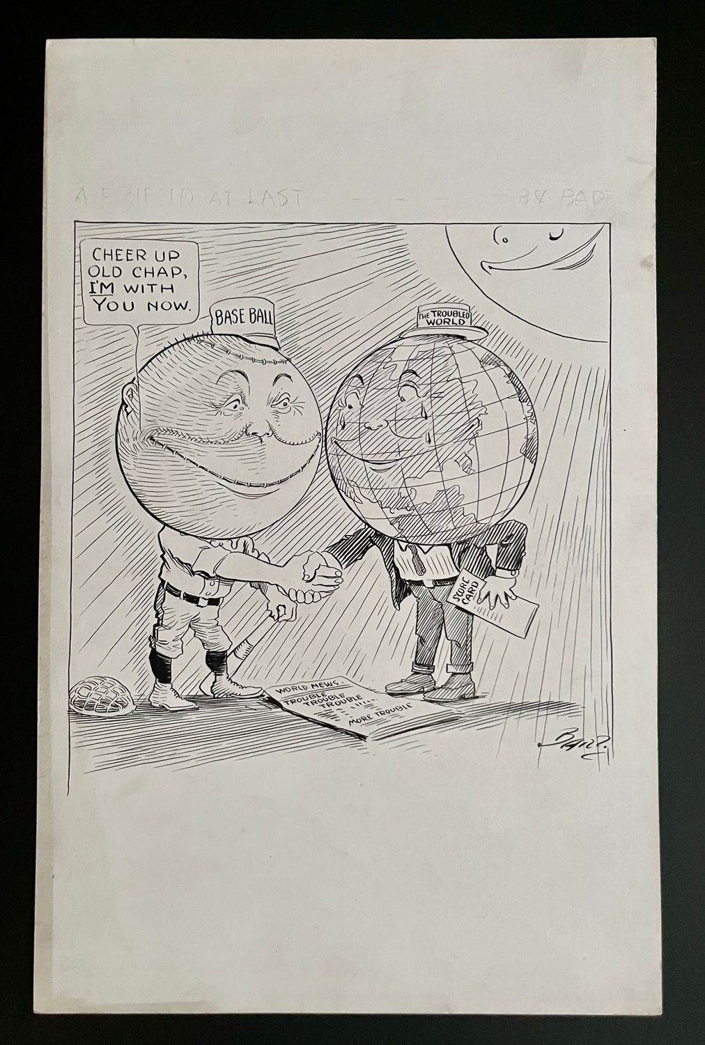 1910’s “A Friend at Last…” Baseball Original Art by Charles Lewis Bartholomew