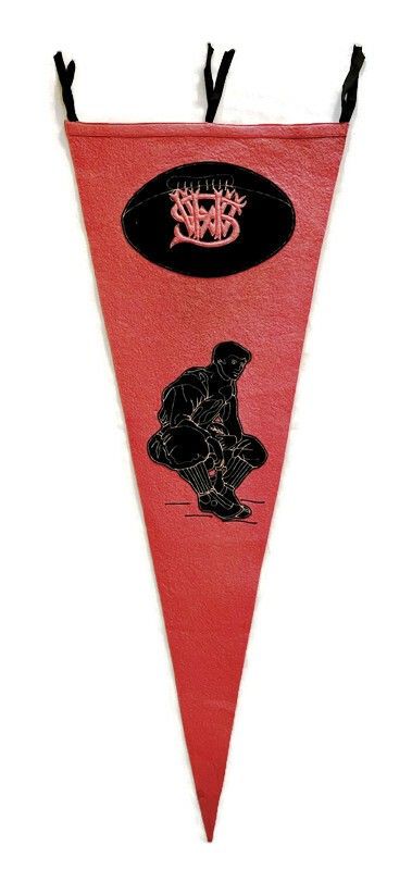 Outstanding Circa 1900 Vintage Football Pennant Rare Pink &amp; Black