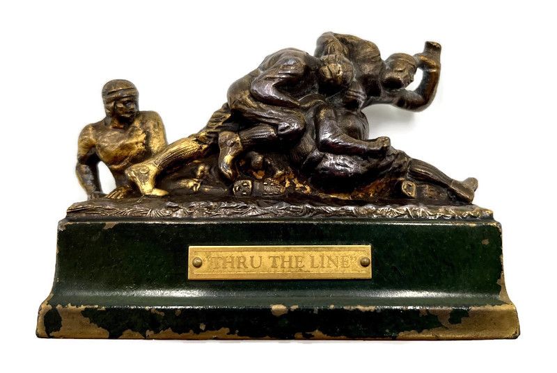 Early 1900’s EXQUISITE Football Bronze “Thru The Lines” Sculpture
