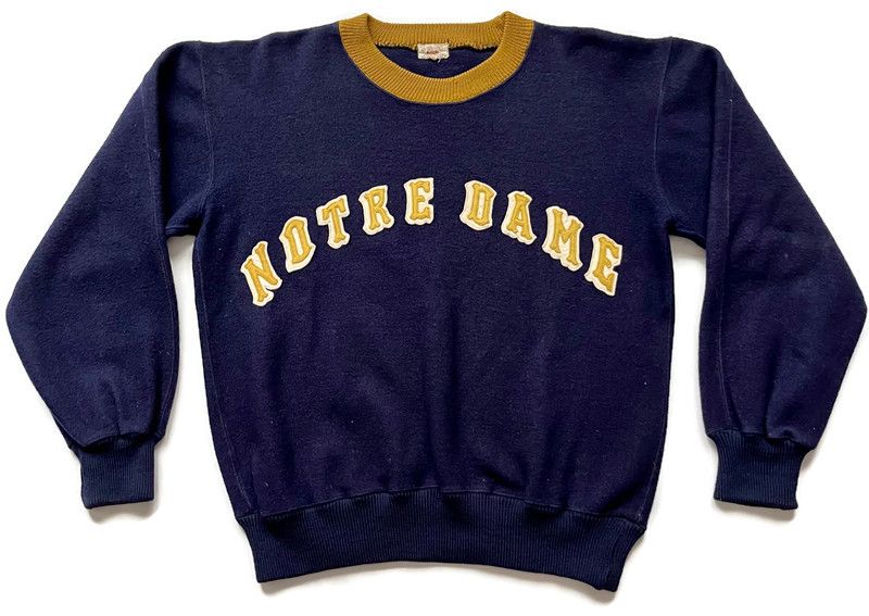 1940’s Game Used Notre Dame Sideline Sweatshirt - Jersey - Sweater