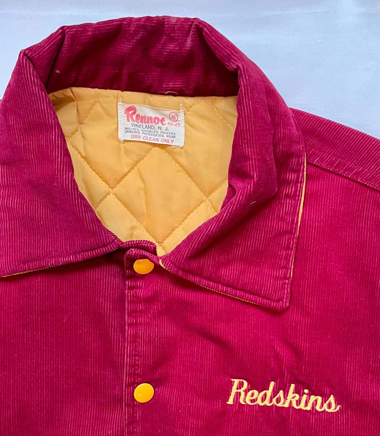 Vintage Washington Redskins Corduroy Football Jacket by Rennoc