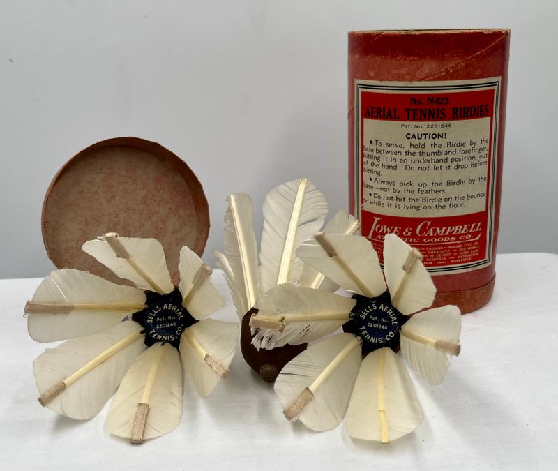 Patented 1940 Lowe &amp; Campbell Arial Tennis Birdies in Original Container