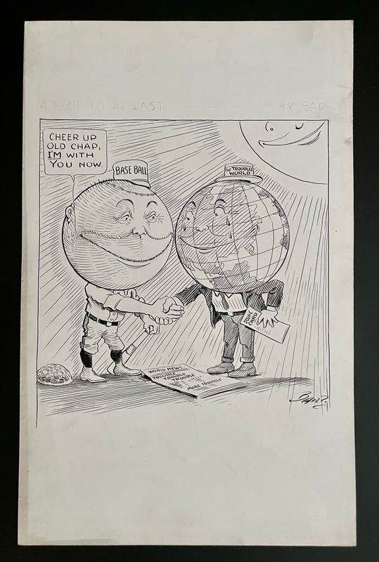 1910’s “A Friend at Last…” Baseball Original Art by Charles Lewis Bartholomew