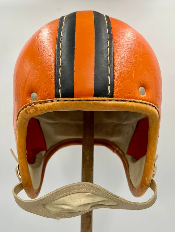 Outstanding Orange &amp; Black Vintage 1930’s Nokona Leather Football Helmet WAR