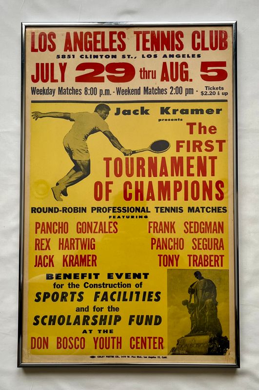 Circa. 1949 Jack Kramer - The First Tournament of Champions Vintage Tennis Broadside