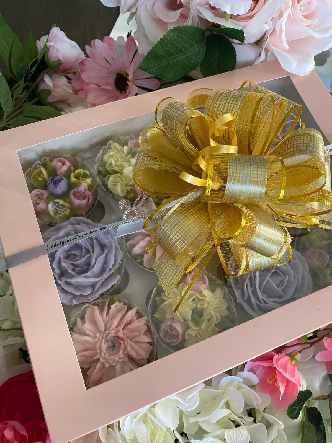 12 Pack Mixed floral Cupcake Box Arrangement