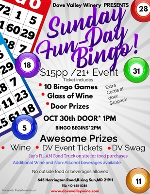Sunday Funday Bingo*Oct.30th1pm