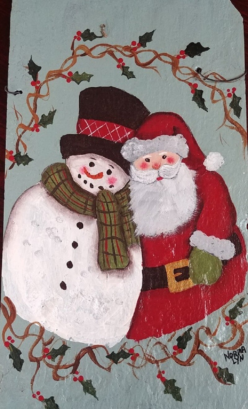 Painted Slate*Santa & Snowman*Dec.3rd*2pm