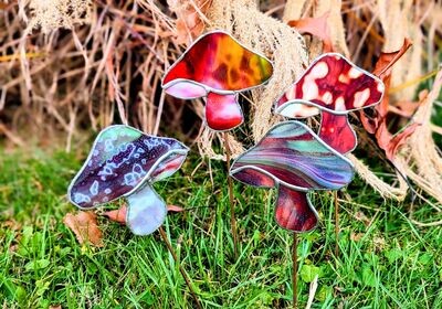 Stained Glass*Garden Stake Mushrooms*Feb.12th*12pm