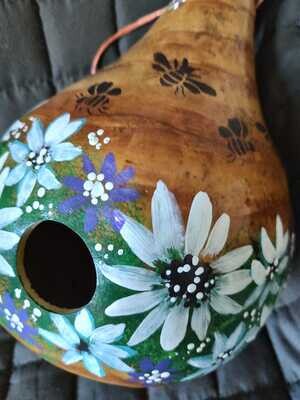 Painted Gourd Birdhouse *Beehive Wildflowers*July 16th*1pm