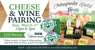 Cheese & Wine Pairing * March 3rd *12pm