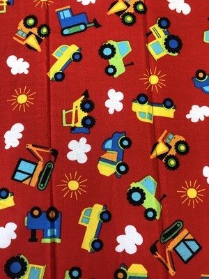 Trains and Tractors (Red) Orange Nap Mat