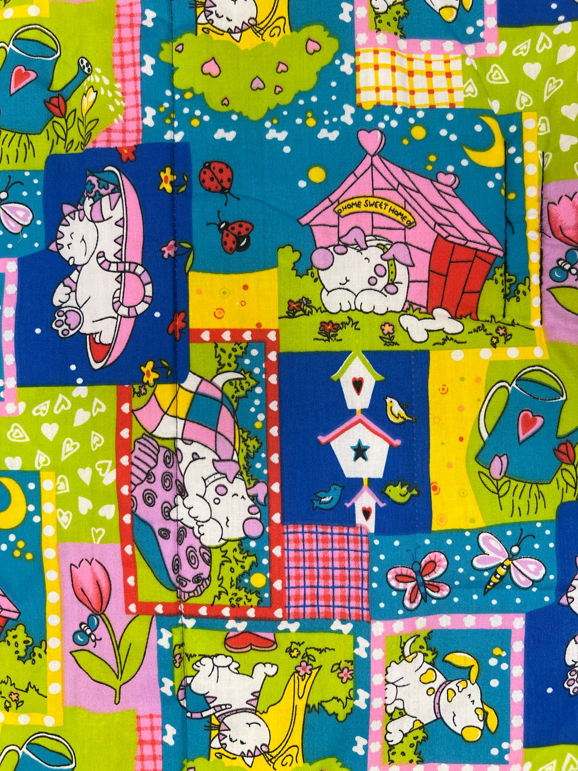 Patchwork Cats and Dogs Lime Green Nap Mat