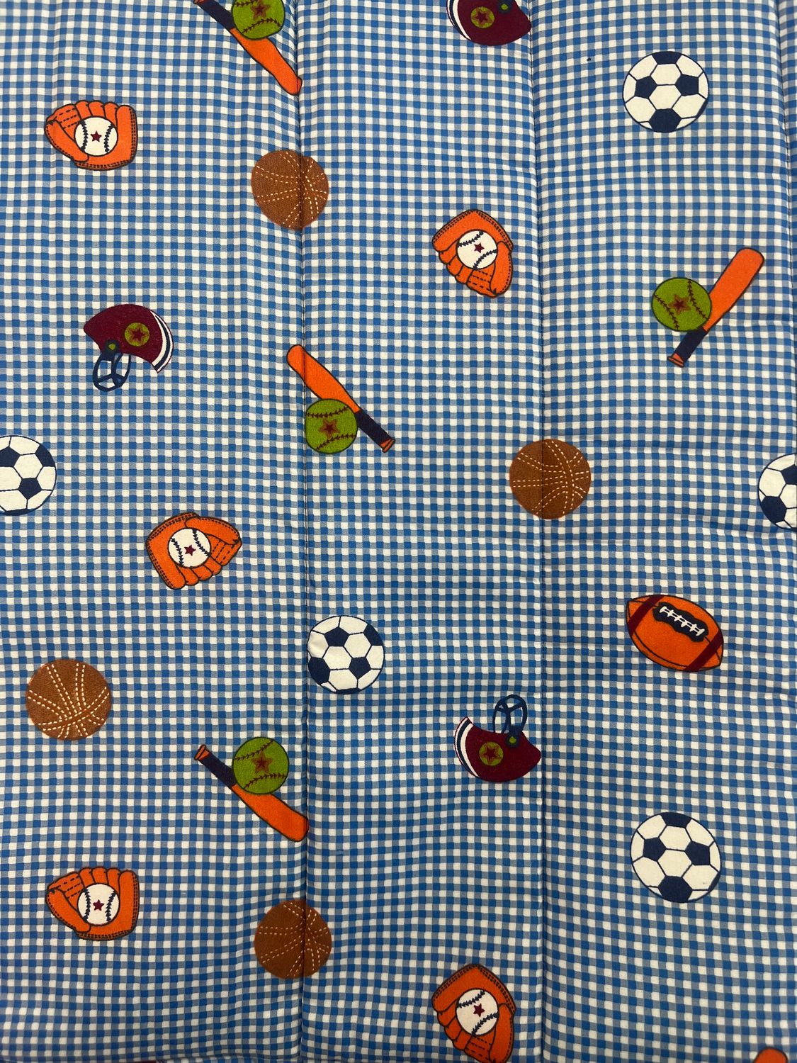 Blue Plaid Sports Orange Nap Mat