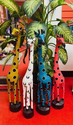 Olive Wood Painted Giraffes of Zimbabwe (3 feet) (choose color)