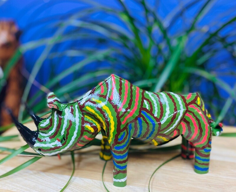 Painted Tin Rhino of Zimbabwe (large)