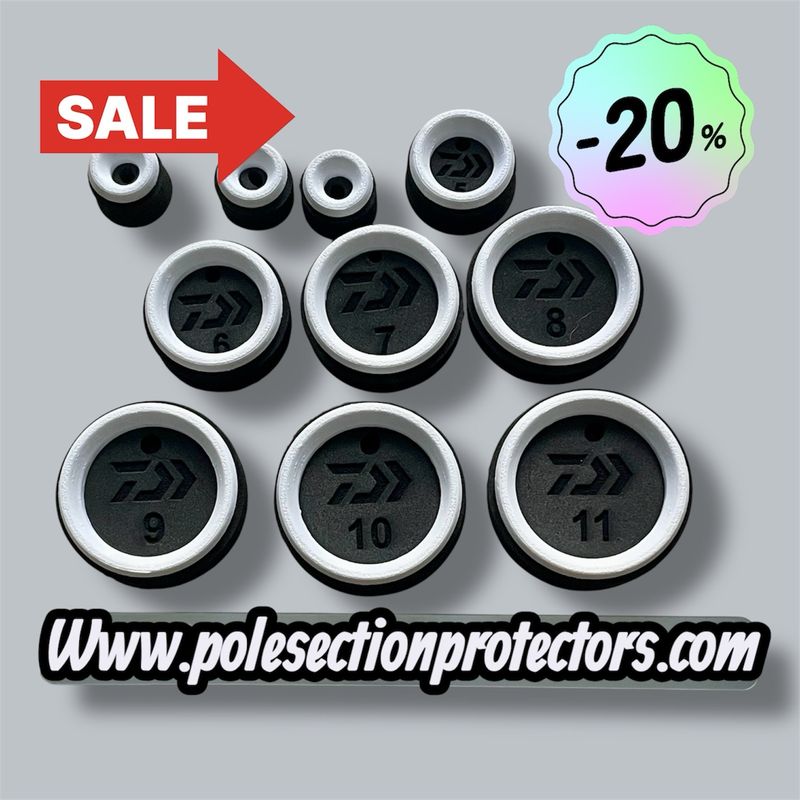SPECIAL OFFER DAIWA WHITE PSP POLE SECTION PROTECTORS for DAIWA UK POLES, FULL SET, WHITE