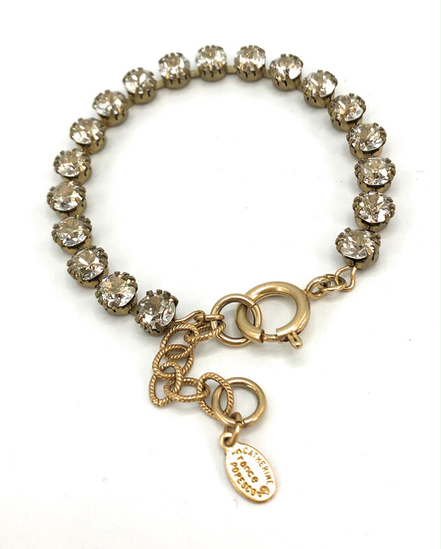 TENNIS BRACELET Gold With Light Gray Swarovski Crystal