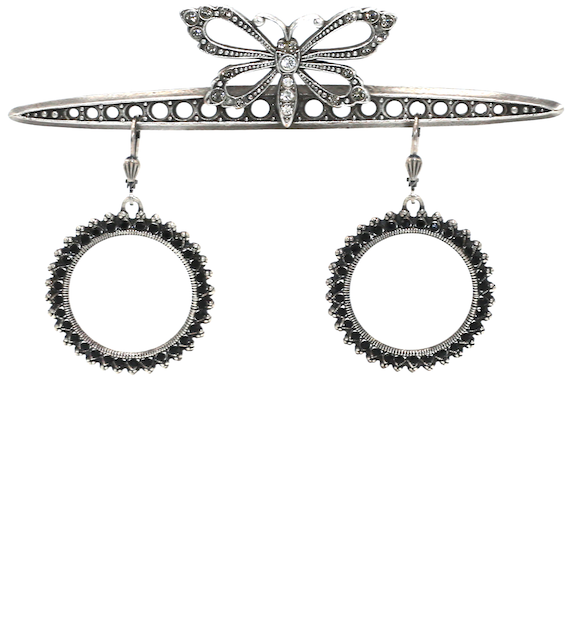 LOU LOU&#39;S  Silver With Jet Black Swarovski Crystals