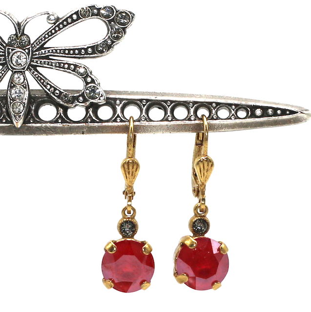 JELLY TOTS Gold With 
Cherry Red  Swarovski Crystal