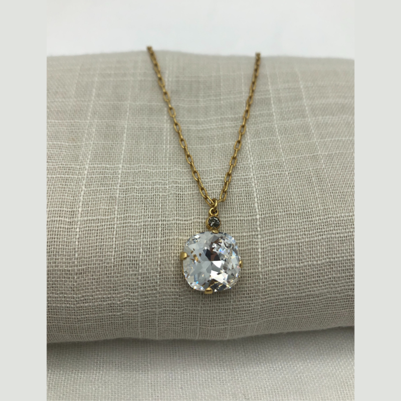 DUTCHESS CRYSTAL NECKLACE Gold with Clear Swarovski Crystal