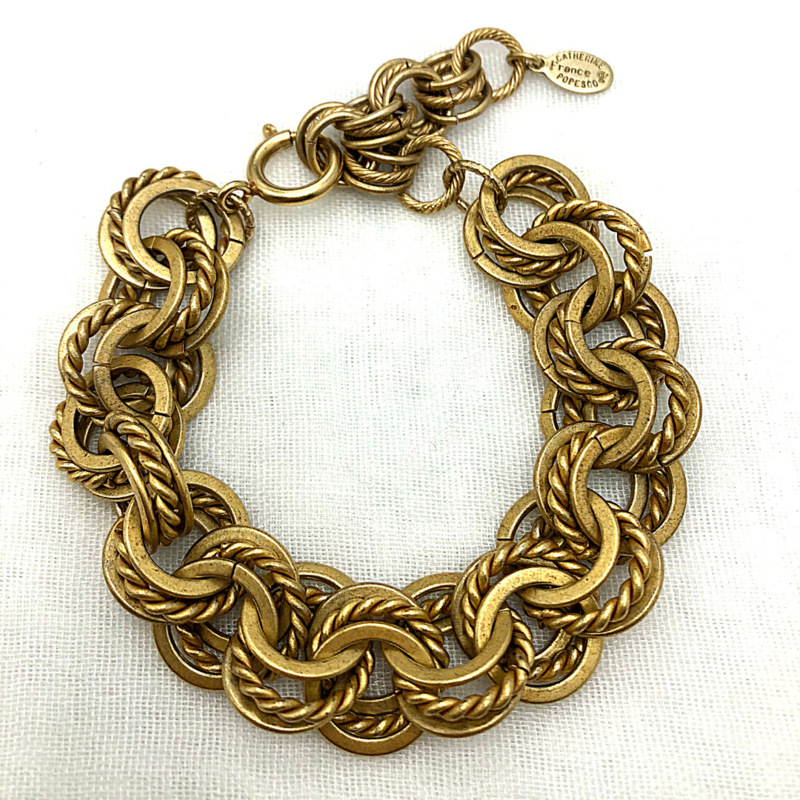 HEAVY ROUND &amp; ROPED LINKED BRACELET