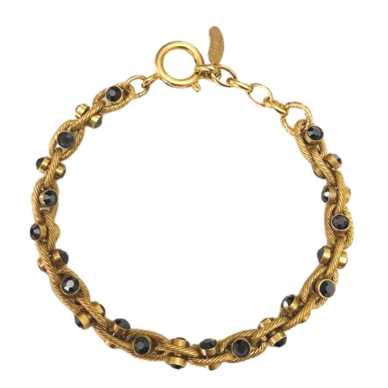 STUDDED ROPE BRACELET Gold with Black Diamond Swarovski Crystal