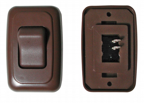 Single Contour On/Off Switch with Base and Plate - Brown