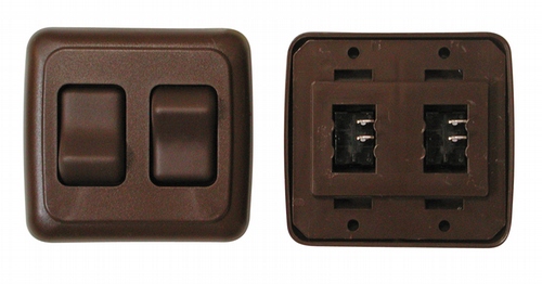 Double Contour On/Off Switch with Base and Plate - Brown
