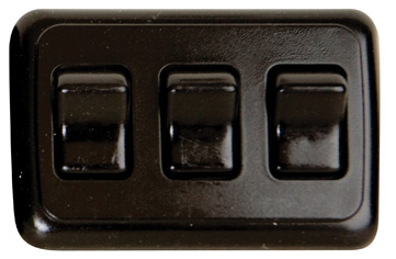 Triple Contour On/Off Switch with Base and Plate - Black