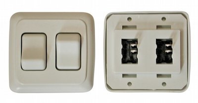 Double Contour On/Off Switch with Base and Plate - White
