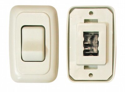 Single Contour On/Off Switch with Base and Plate - White