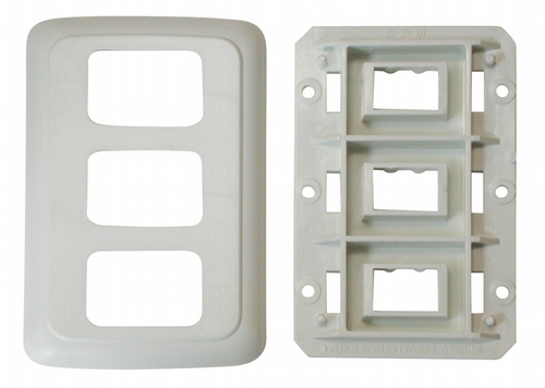 Triple Base and Plate Contour Wall Plate and Assembly - White