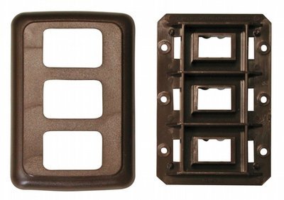 Triple Base and Plate Contour Wall Plate Assembly - Brown