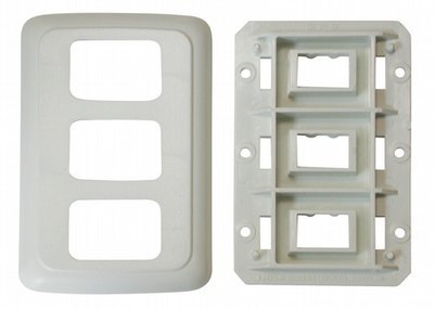 Triple Base and Plate Contour Wall Plate Assembly - Biscuit