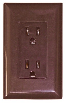 15 Amp Decor Receptacle With Cover - Brown
