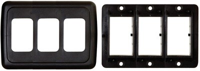Triple Base and Plate Contour Wall Plate Assembly - Black