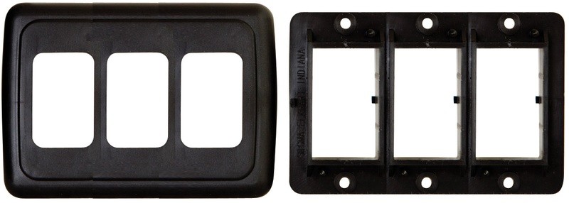 Triple Base and Plate Contour Wall Plate Assembly - Black
