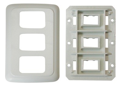 Triple Base and Plate Contour Wall Plate Assembly - Ivory