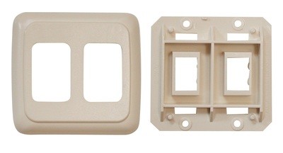 Double Base and Plate Contour Wall Plate Assembly - Ivory
