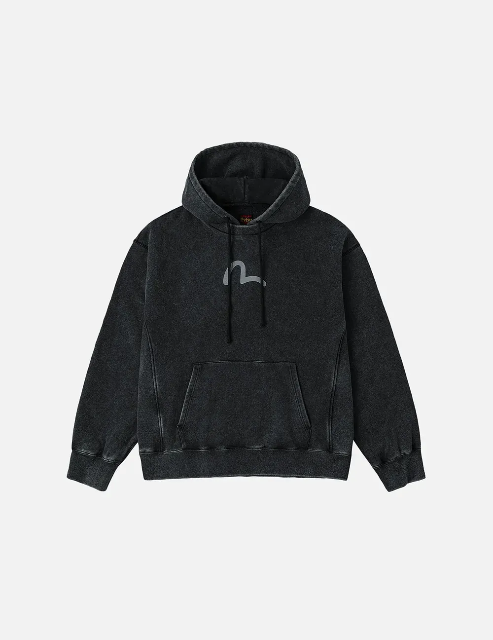 EVISU Washed Seagull and Logo Print Relax Fit Hoodie EVISU Washed Seagull and Logo Print Relax Fit Hoodie
